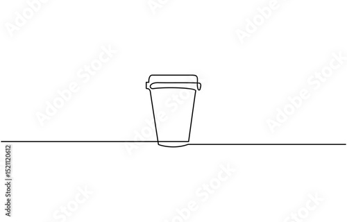 Continuous one line drawing of paper cup of coffee. One line drawing illustration, of a glass of coffee. Coffee to go. Vector illustration.
