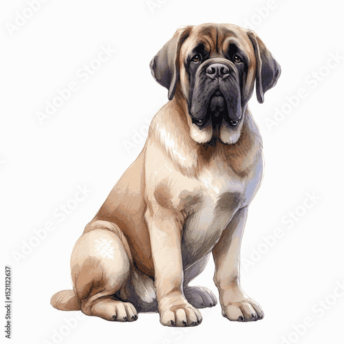 Colossus in Wash dog English Mastiff isolated watercolor vector illustration svg
