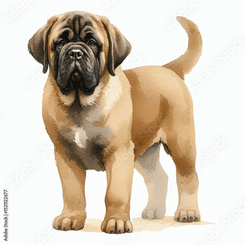 Ancient Calm Muse dog English Mastiff isolated watercolor vector illustration svg