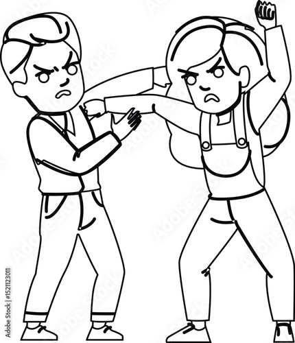 conflict kid boy girl fight vector