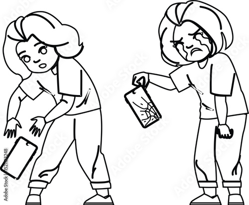 protection kid girl broken phone vector