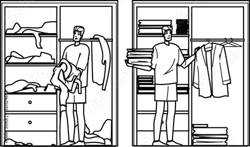 hang organize closet man vector