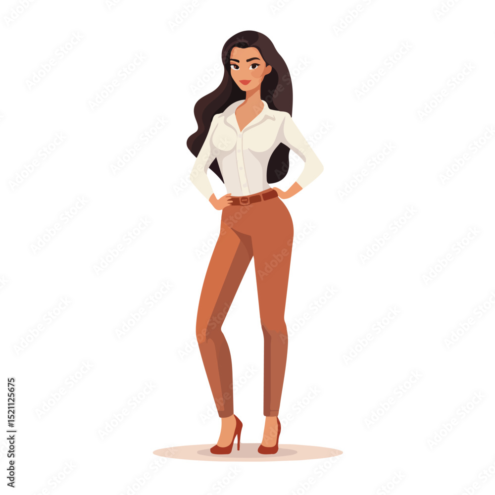 Fototapeta premium Professional Woman Adult Character Standing on White Background Illustration