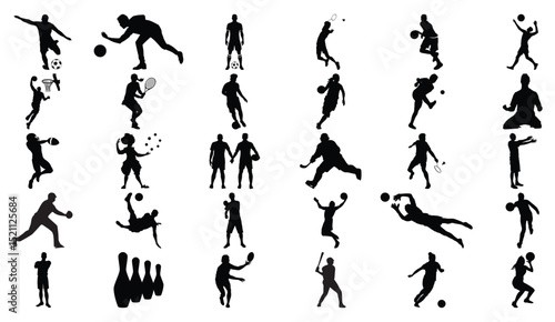 Silhouette Sports Players Collection – High-Quality Vector EPS of Athletic Action Poses