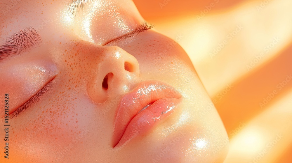 Fototapeta premium Close up shot of a persons face with closed eyes
