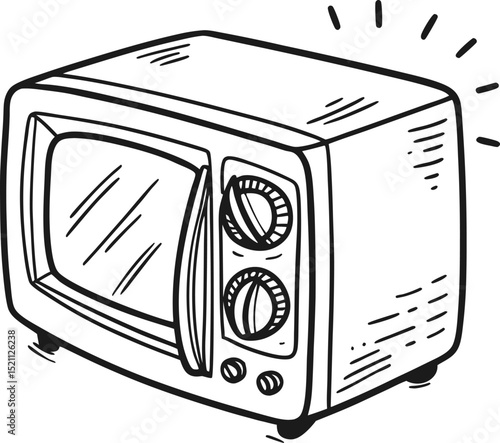 Microwave oven doodle vector illustration