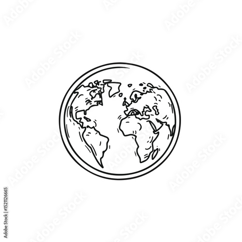 Detailed World Planet Earth Geography Line Style Icon Vector Illustration for Educational Purposes