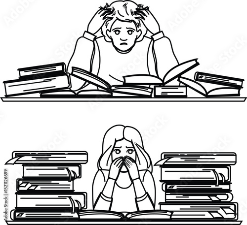 concentration student exam stress vector