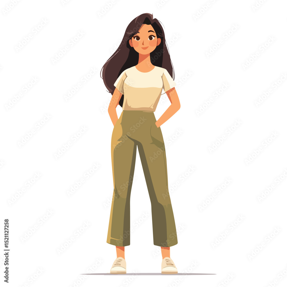 Fototapeta premium Professional avatar character illustration of a young woman standing for digital projects