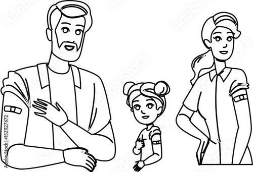 booster vaccinated people vector
