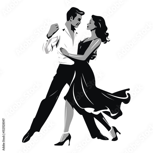 Elegant Couple Having Enjoyable Moments Dancing in Black and White Theme