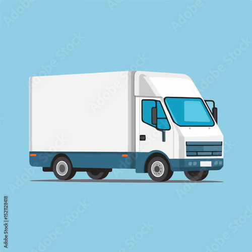 Professional Delivery Van with Cardboard Box - Vector Illustration for Logistics Business
