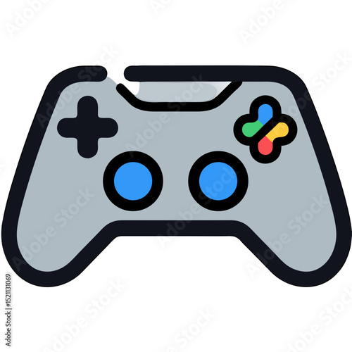 Gamepad Illustration Represents Gaming, Isolated for Design, with Copy Space