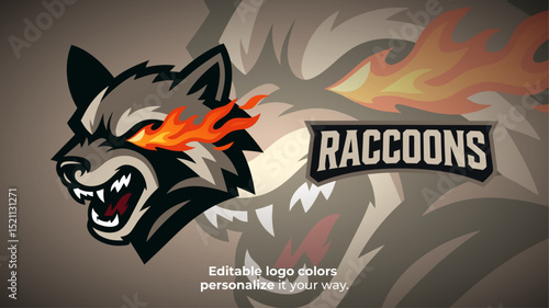 Flaming Eyes Raccoon Mascot Logo – Aggressive Forest Animal for Gaming or Esports Brand
