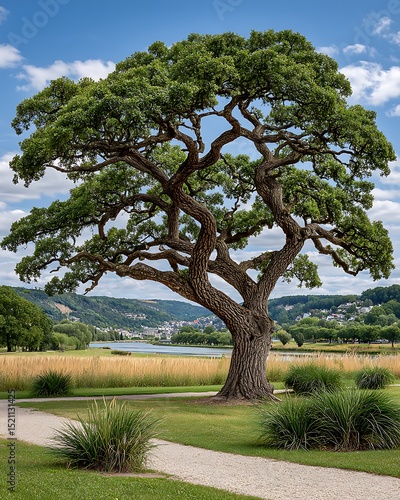Wallpaper Mural Majestic oak tree on green field high resolution picture Torontodigital.ca