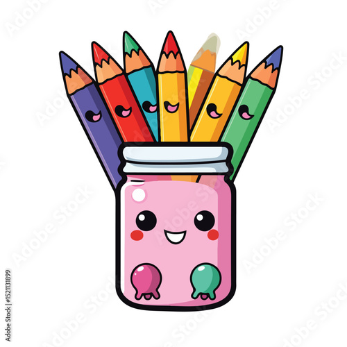 Cute School Supplies Crayons Icon Isolated Vector Graphic for Educational Designs