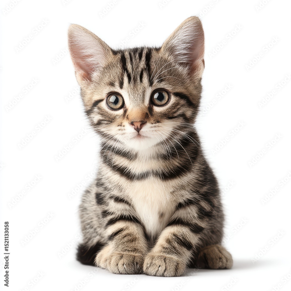 Fototapeta premium Tabby kitten isolated on clean white background