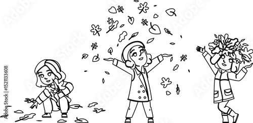 nature collecting autumn leaves vector