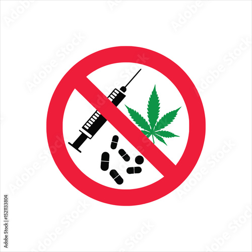 No Drugs Sign: Illicit Substance Prohibition Symbol for Safety and Regulation

