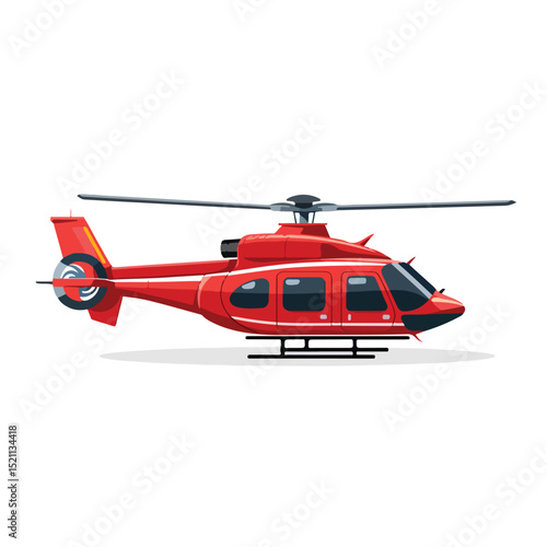 Professional Red Helicopter Transport Flight Vector Illustration for Aviation Industry Applications