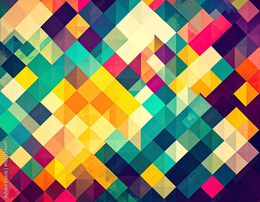 Colorful Geometric Pattern – Abstract Tile Background カラフルな幾何学模様・タイル風背景・モダンパターン Colorful Geometric Pattern – Abstract Tile Background カラフルな幾何学模様・タイル風背景・モダンパターン