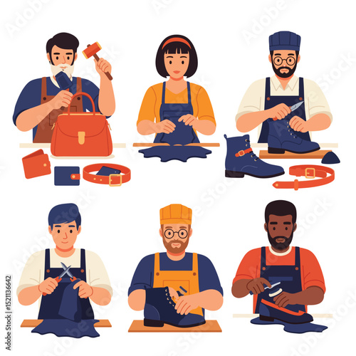 Skilled Leather Crafters Creating Handmade Leather Goods