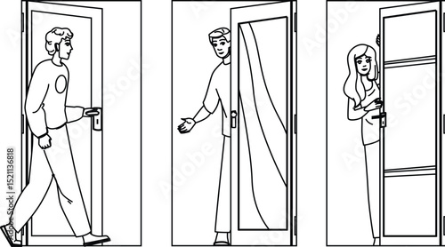 family door home open vector