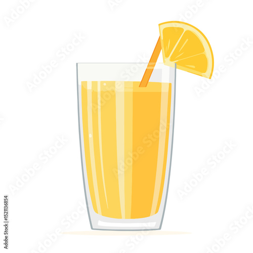 Vibrant Yellow Smoothie Juice Glass Drink Healthy Icon Vector Illustration