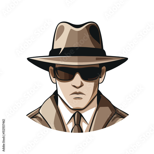 Professional Spy or Investigator Avatar Icon Vector Illustration for Security Concepts