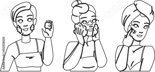 face cleansing woman vector