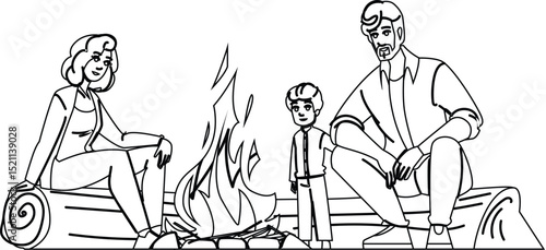 fireworks family bonfire night vector