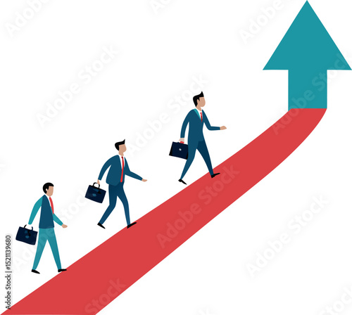 Upward Arrow Path with Businesspeople Walking Ahead