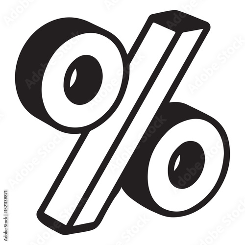 Discount Percentage Sign Monochrome Vector Illustration