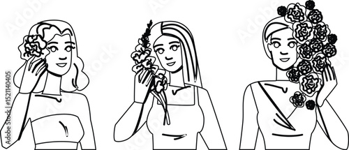 beauty flower woman makeup vector