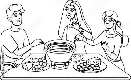 food fondue party vector