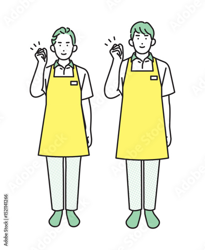 シンプル　イラスト　家事代行サービスの男性と女性 人物セット
