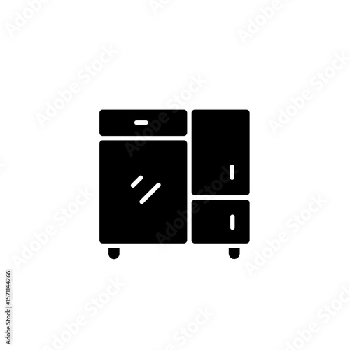 cupboard with mirror glyph icon