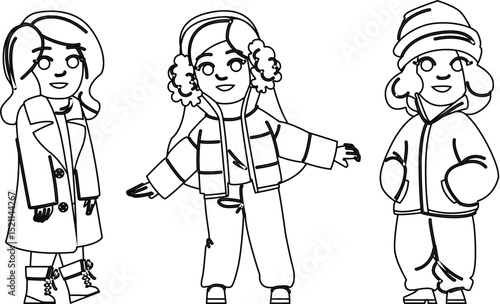 scarf kid girl winter fashion vector