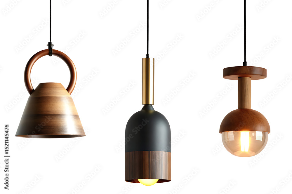 Obraz premium minimalist hanging lamps isolated on white background PNG