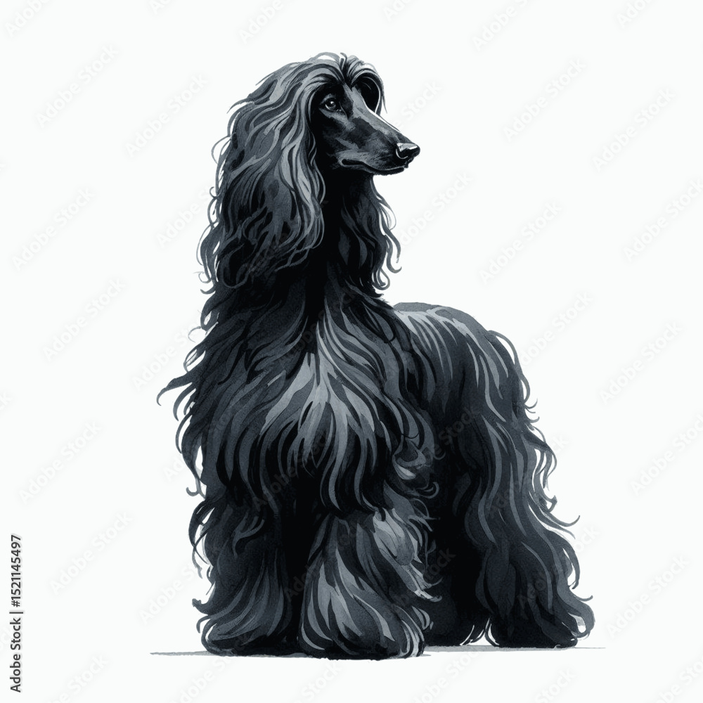 Silken Cascade Flow dog afghan hound isolated watercolor vector illustration svg Silken Cascade Flow dog afghan hound isolated watercolor vector illustration svg