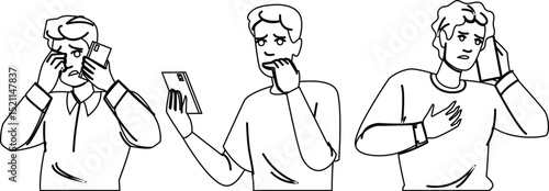 panic man phone fear vector