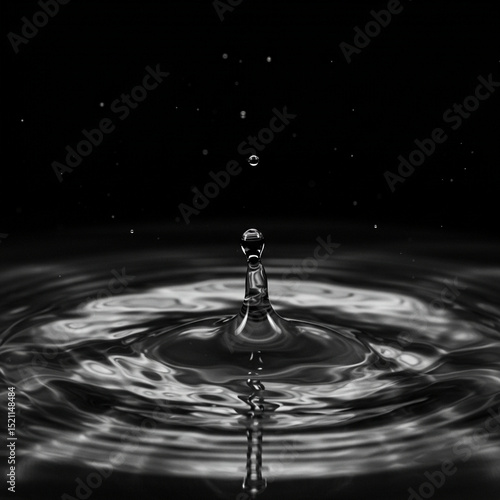 Water Drop Impact: Monochromatic Ripple Effect Photography