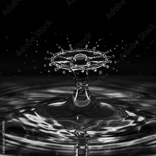 Water Drop Impact: Monochromatic Ripple Effect Photography