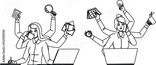 efficiency multitasking woman vector