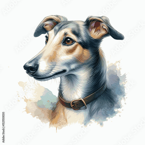 Quiet Blur Glow dog greyhound isolated watercolor vector illustration svg