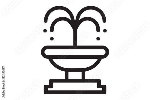 A simple black and white line drawing of a water fountain icon art