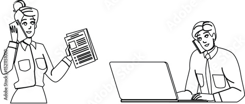 teleconference phone call office vector