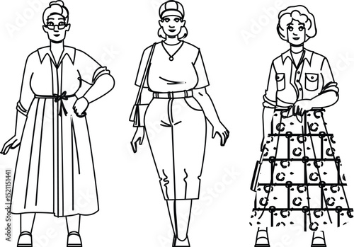 chic plus size woman fashion vector