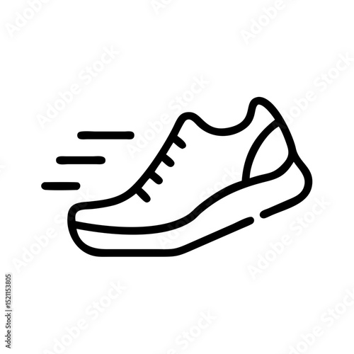 Running shoe illustration with motion lines for speed  