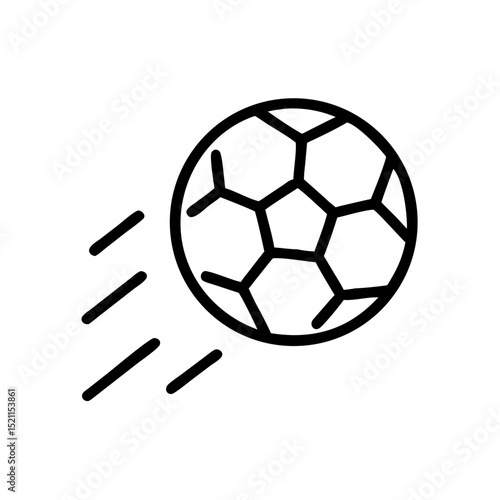 Soccer ball in motion with dynamic lines indicating speed  